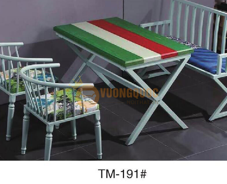 Bộ bàn ghế cafe màu trắng tinh tế HOY TM191-1